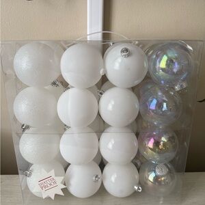White and Iridescent Shatterproof Ornaments Set